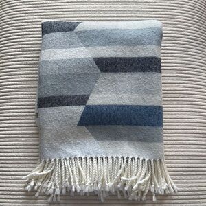 West Elm Blue and Gray Geometric Throw Blanket 50x60 in